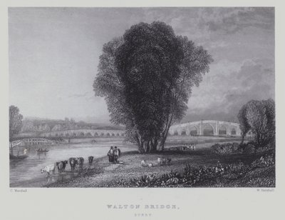 Ponte di Walton, Surrey (incisione) da English School