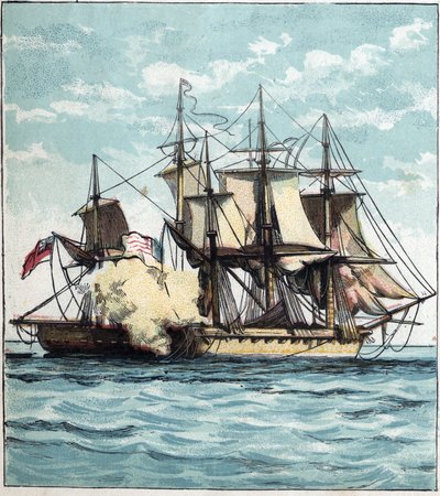 Guerra del 1812 tra Stati Uniti e Gran Bretagna: la fregata Chesapeake durante la battaglia navale contro la fregata britannica 