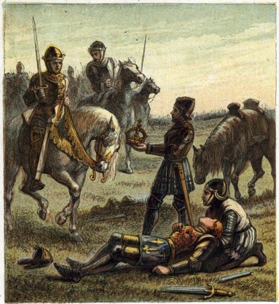 Guerra delle Due Rose: morte del Re Riccardo III (1452-1485) durante la battaglia di Bosworth Field, tra il 22/08/1485 Riccardo III e Enrico, Duca di Richmond. Quest