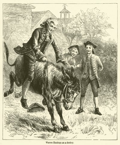 Warren Hastings su un asino da English School