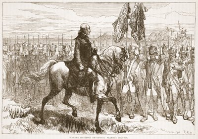 Warren Hastings che rivede la colonna di Pearse, illustrazione da Cassells Illustrated History of India di James Grant, pub. 1879 da English School