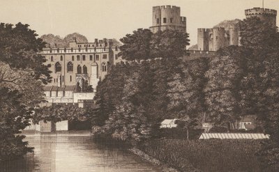 Castello di Warwick (litografia) da English School