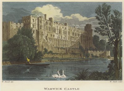 Castello di Warwick, Warwickshire (incisione colorata) da English School
