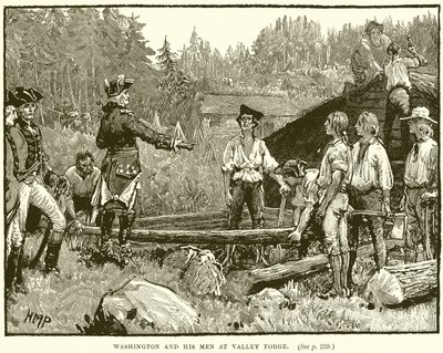 Washington e i suoi uomini a Valley Forge da English School