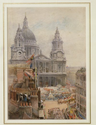 Guardando le celebrazioni del Giubileo della Regina Vittoria fuori da St. Paul da English School