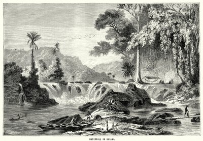 Cascata in Guiana (incisione) da English School