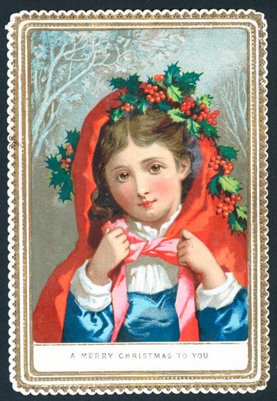 Indossando uno scialle decorato con agrifoglio da English School