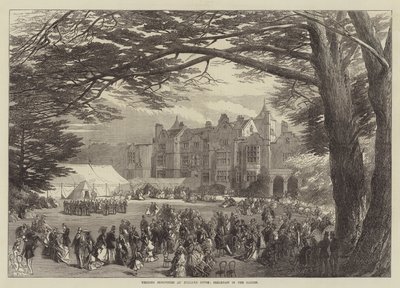 Festività Nuziali a Holland House, Colazione nel Giardino (incisione) da English School