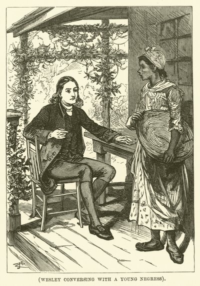 Wesley conversa con una giovane negra (incisione) da English School