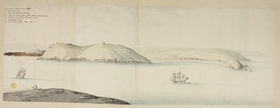 Ingresso ovest del porto di Cork, dal Kidds, o Cow and Calf, a Cross Beg Island; Ingresso ovest del porto di Cork, mostrando Halbowlin Island, Spike Island e Cross Haven, c.1684 da English School