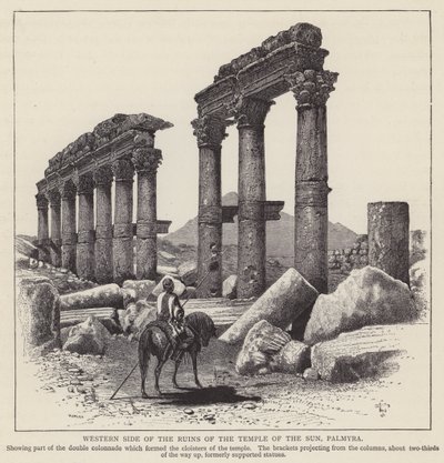 Lato occidentale delle rovine del Tempio del Sole, Palmira (incisione) da English School