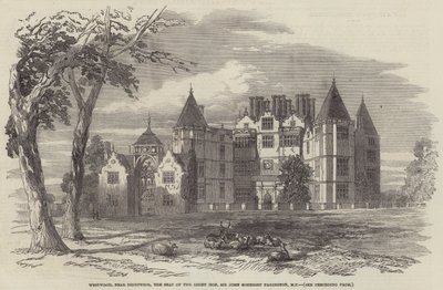Westwood, vicino a Droitwich, la residenza del Right Honourable Sir John Somerset Pakington, MP (incisione) da English School
