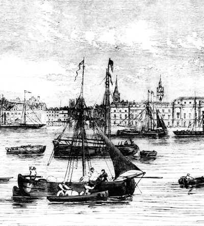 Banchine sul fiume Tamigi, dal molo di Nicholson alla Dogana da English School