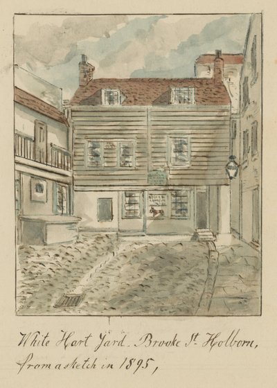 White Hard Yard, Brooke Street, Holborn, Londra, da uno schizzo del 1895 da English School