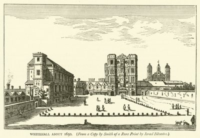 Whitehall circa 1650, da una copia di Smith di una rara stampa di Israel Silvestre da English School