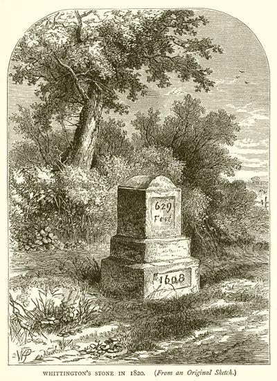 Pietra di Whittington nel 1820 da English School
