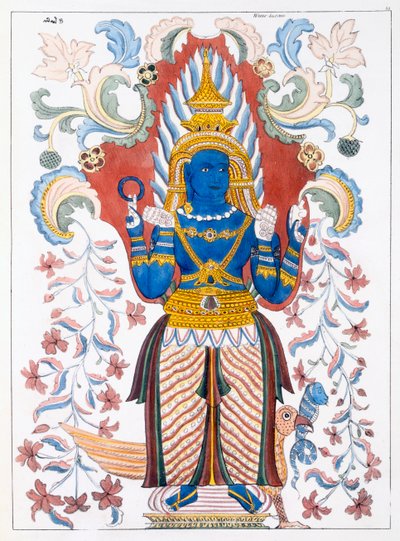 Wiebesana Dewa Raja, i Quattro Guardiani delle Colline, da La Storia e Dottrina del Buddhismo di Edward Upham, 1829 da English School