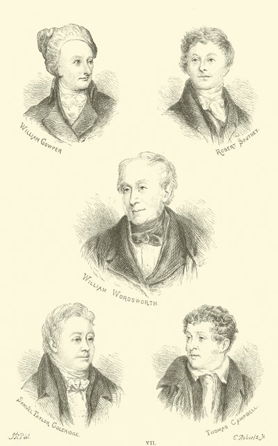 William Cowper, Robert Southey, William Wordsworth, Samuel Taylor Coleridge, Thomas Campbell da English School