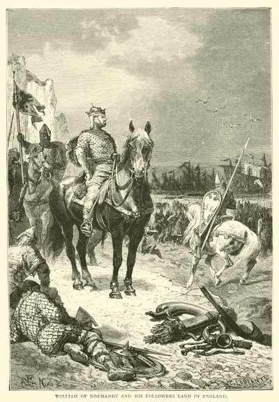 Guglielmo di Normandia e i suoi seguaci sbarcano in Inghilterra da English School