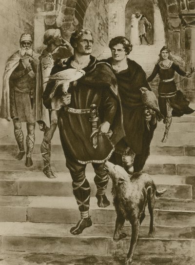 Guglielmo il Conquistatore va a caccia con il falco da English School