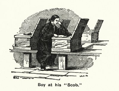 Winchester College: Ragazzo al suo "Scob" da English School