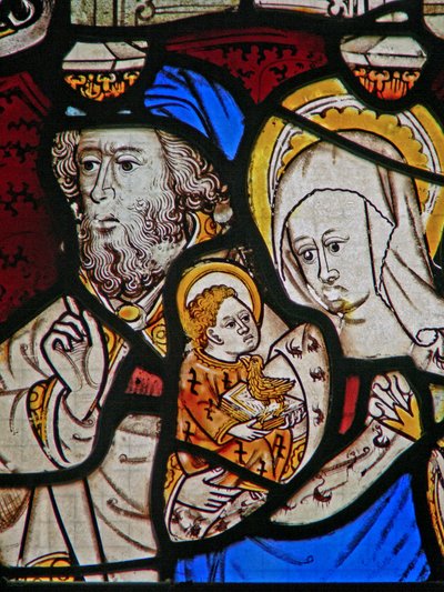 Vetrata raffigurante Santa Maria Salome, Zebedeo con il piccolo San Giovanni da English School