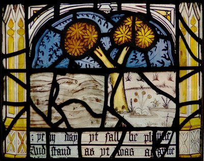 Finestra N3 raffigurante gli Ultimi Quindici Giorni del Mondo (la finestra del Pryke of Conscience): il mare ritorna al suo livello precedente da English School