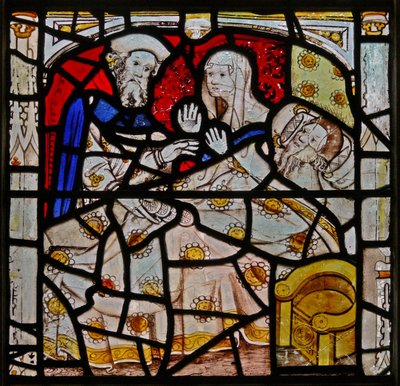 Finestra N4 che raffigura le opere di misericordia: visitare i malati da English School
