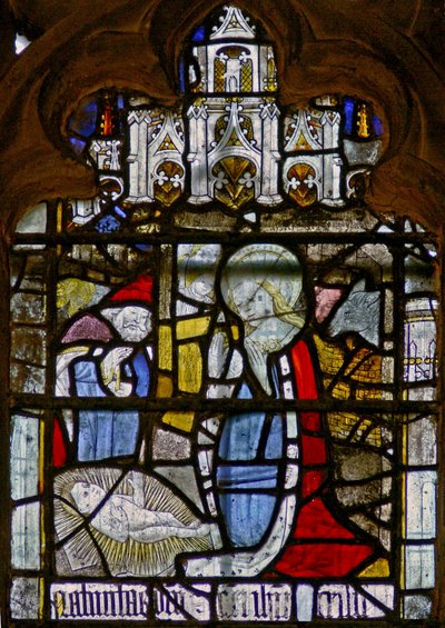 Finestra N8 raffigurante la Natività da English School