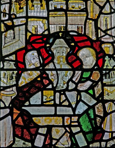 Finestra Ww che raffigura una scena di resurrezione: la cena di Emmaus da English School