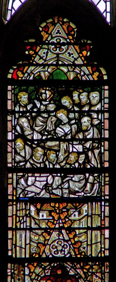 Vetrata raffigurante il Funerale della Vergine Maria da English School