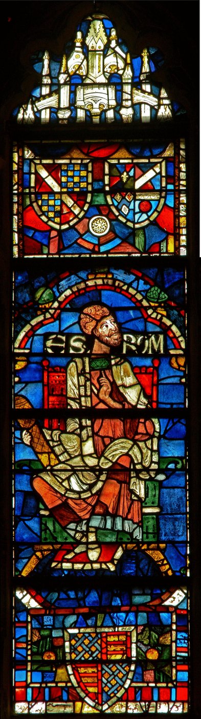 Vetrata raffigurante una figura genealogica: Escrom da English School