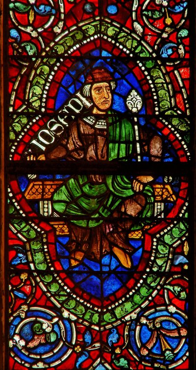 vetrata raffigurante una figura genealogica: Giuseppe da English School