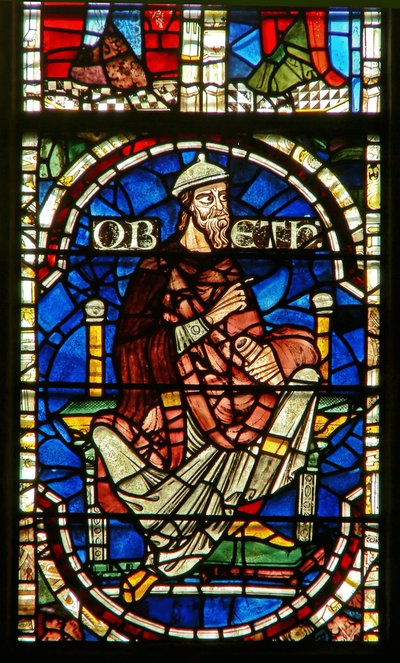 Vetrata raffigurante una figura genealogica: Obed da English School