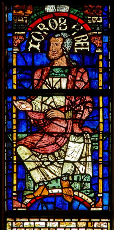 vetrata raffigurante una figura genealogica: Zorobabele da English School