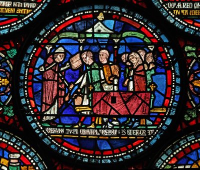 Scena da una finestra miracolosa di San Tommaso Becket: funerale di Gilbert de Brun (?) da English School