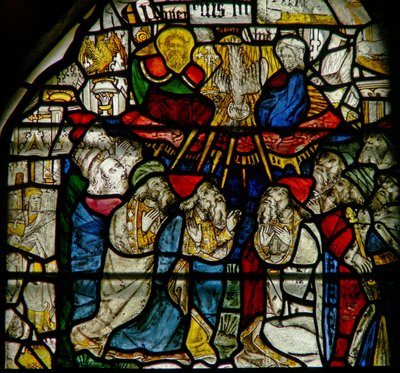 Finestra w25 raffigurante la Trinità e la Pentecoste da English School