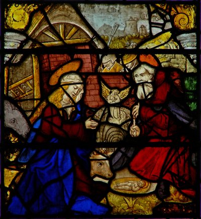 Finestra w36 raffigurante la Natività da English School
