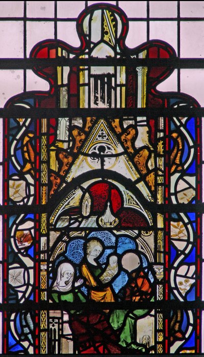 Vetrata w43 raffigurante la nascita di San Giovanni Battista da English School