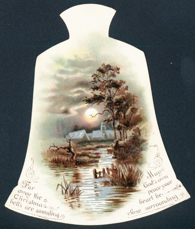 Scena invernale, forma di campana, Cartolina di Natale da English School