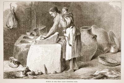 Donna della costa occidentale che macina il grano, illustrazione da L
