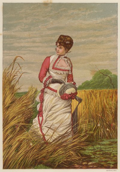 Donna che invade un campo di grano da English School