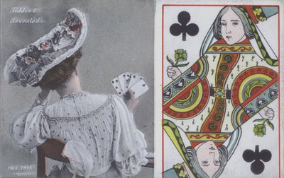 Donna con carte da gioco e la Regina di Fiori da English School