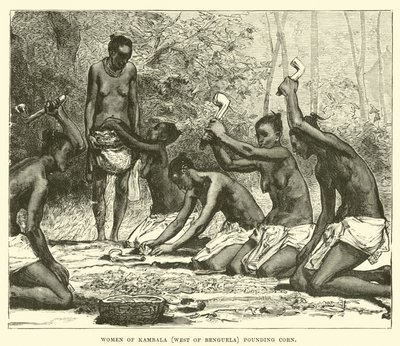 Donne di Kambala (a ovest di Benguela) che pestano il mais da English School