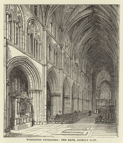 Cattedrale di Worcester, la navata, guardando a est da English School