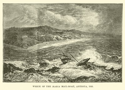 Naufragio della nave postale Maria, Antigua, 1826 da English School