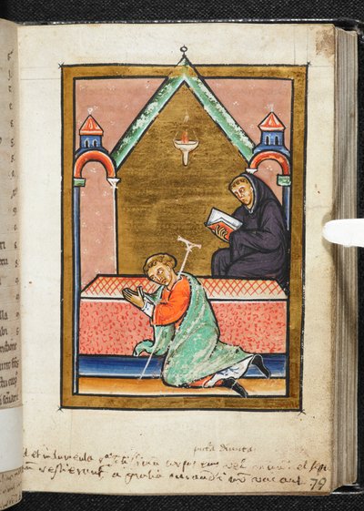 Storpio che prega sulla tomba di San Cuthbert, illustrazione da 