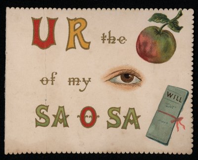 "Sei la mela del mio occhio", biglietto di auguri da English School