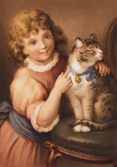 Giovane ragazza con un gatto da English School