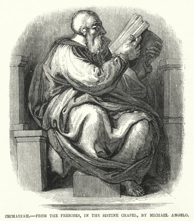 Zaccaria, dagli affreschi nella Cappella Sistina, di Michelangelo da English School